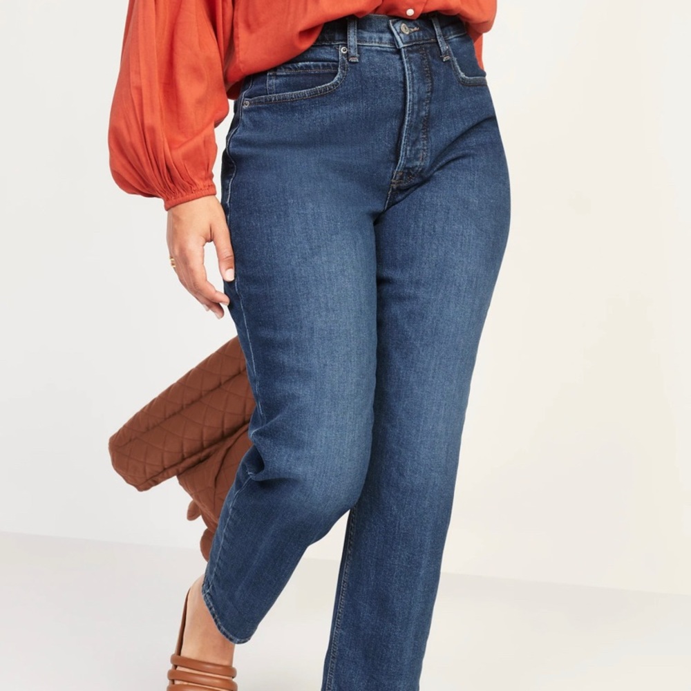 Extra High-Waisted Button-Fly Straight Jeans NWT